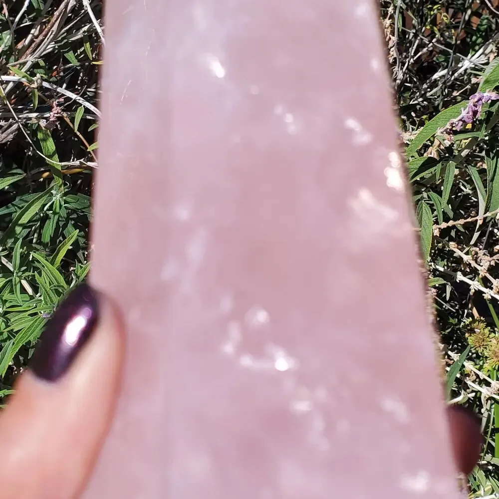 XL Rose Quartz Large Deep Pink Flashy Crystal Tower 1610 grams